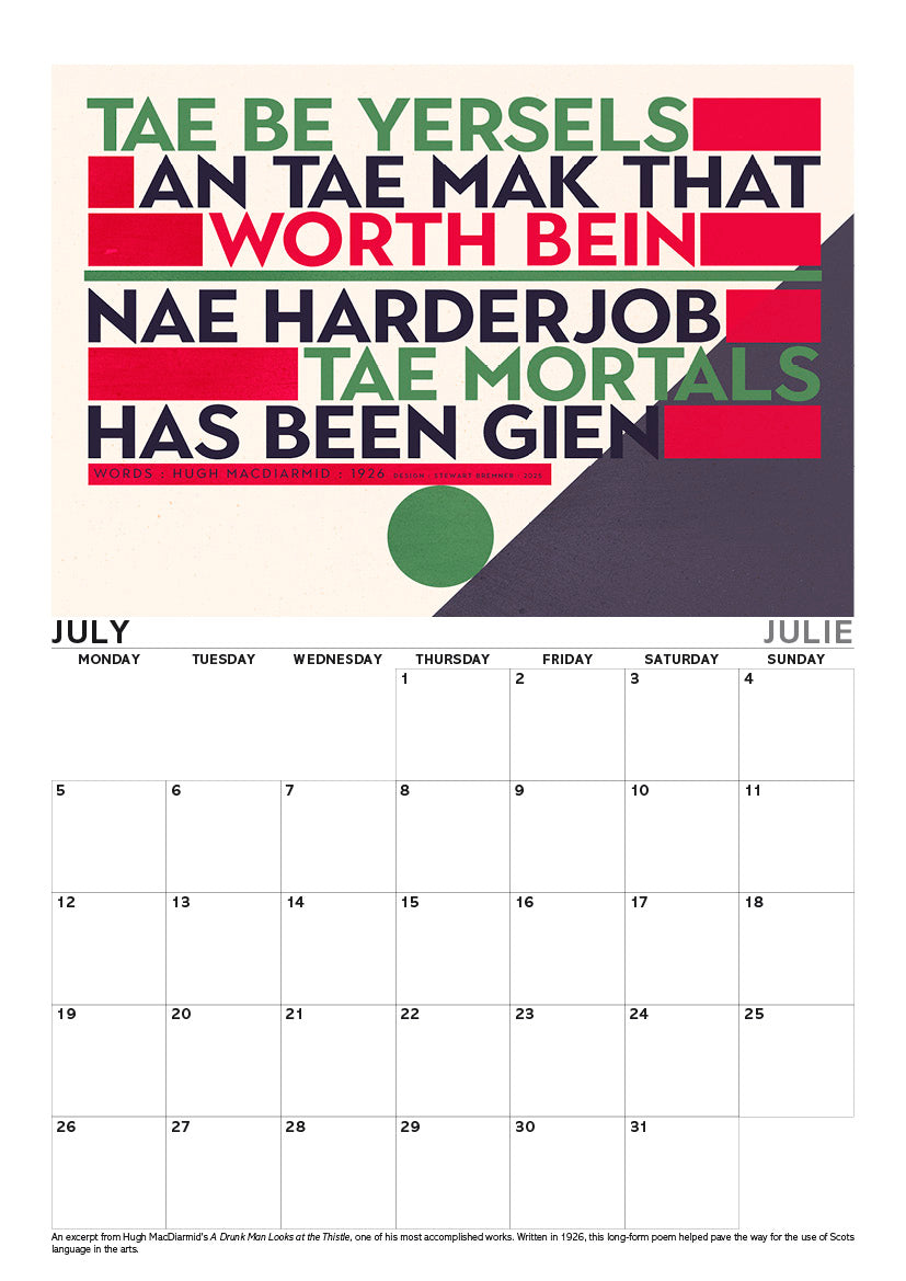 Scottish culture – A4 calendar 2027