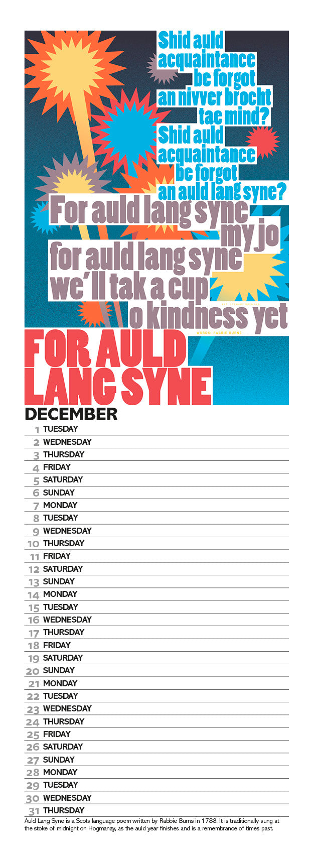 Scottish culture – 2026 slimline calendar