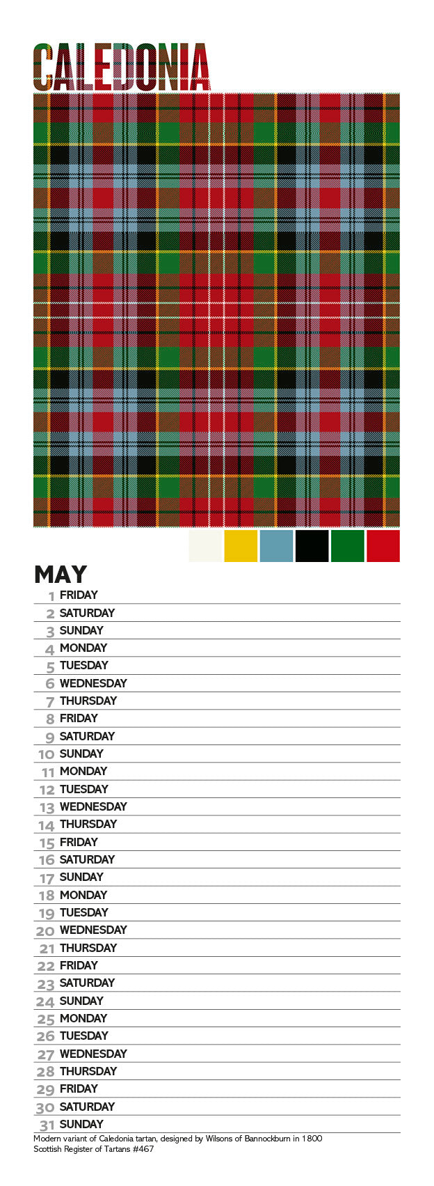 Scottish culture – 2026 slimline calendar