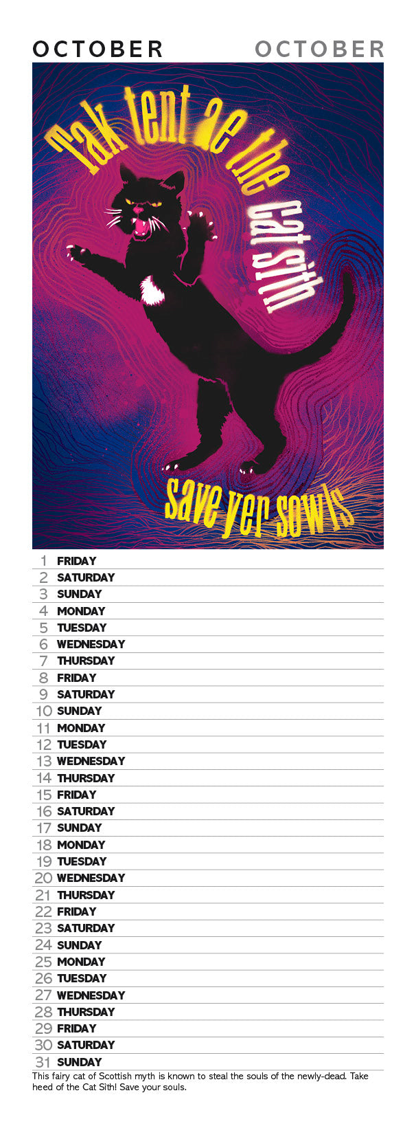 Scottish culture – slimline calendar 2027