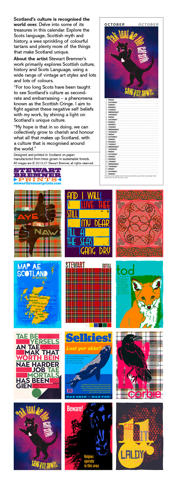 Scottish culture – slimline calendar 2027