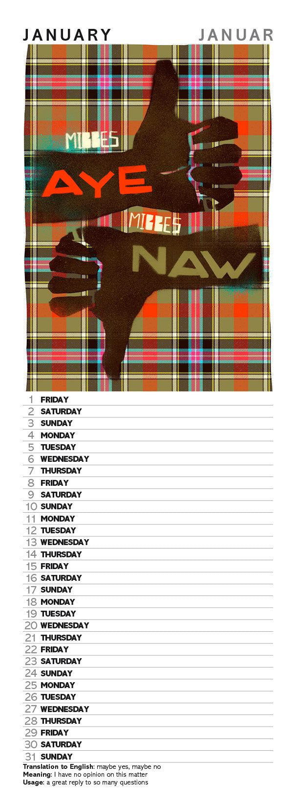 Scottish culture – slimline calendar 2027