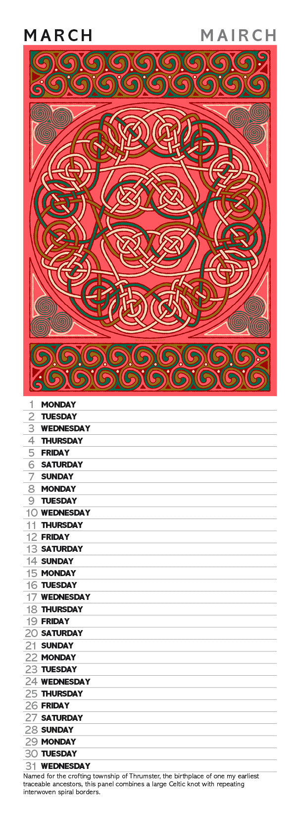 Scottish culture – slimline calendar 2027