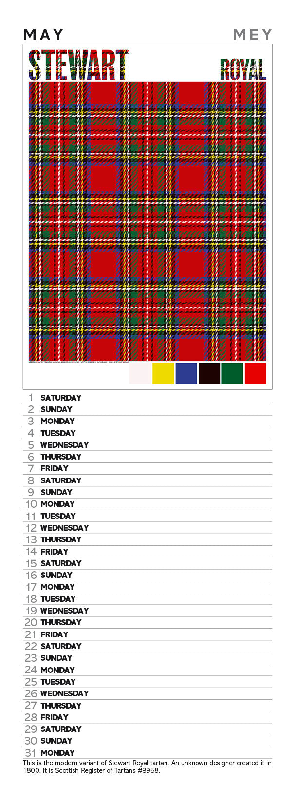 Scottish culture – slimline calendar 2027