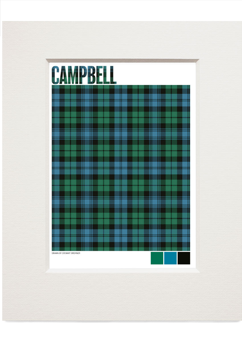 Campbell Ancient tartan – small mounted print