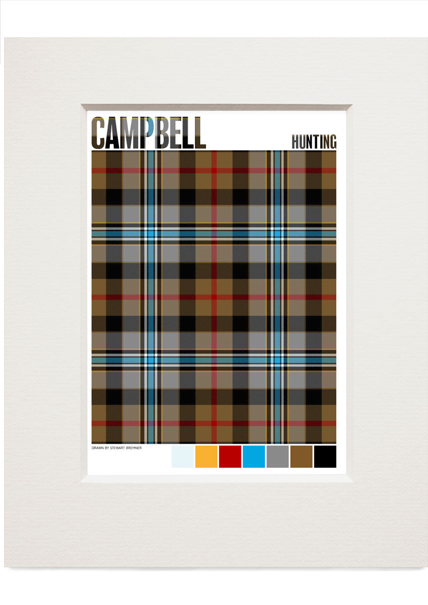 Campbell Hunting Modern tartan – small mounted print