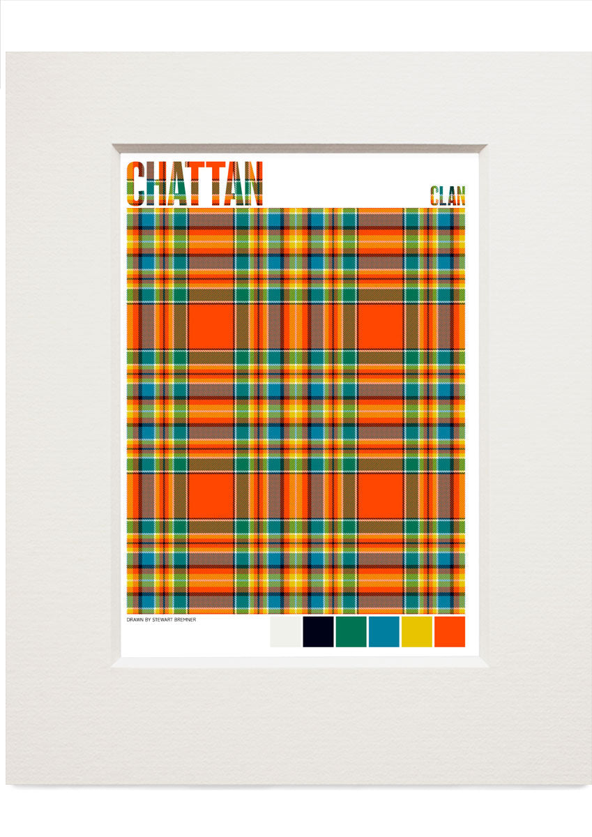 Chattan Clan Ancient tartan – small mounted print