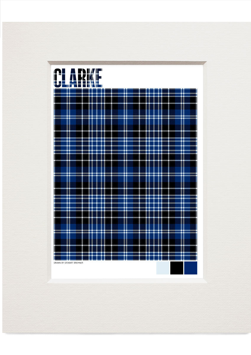 Clarke Modern tartan – small mounted print