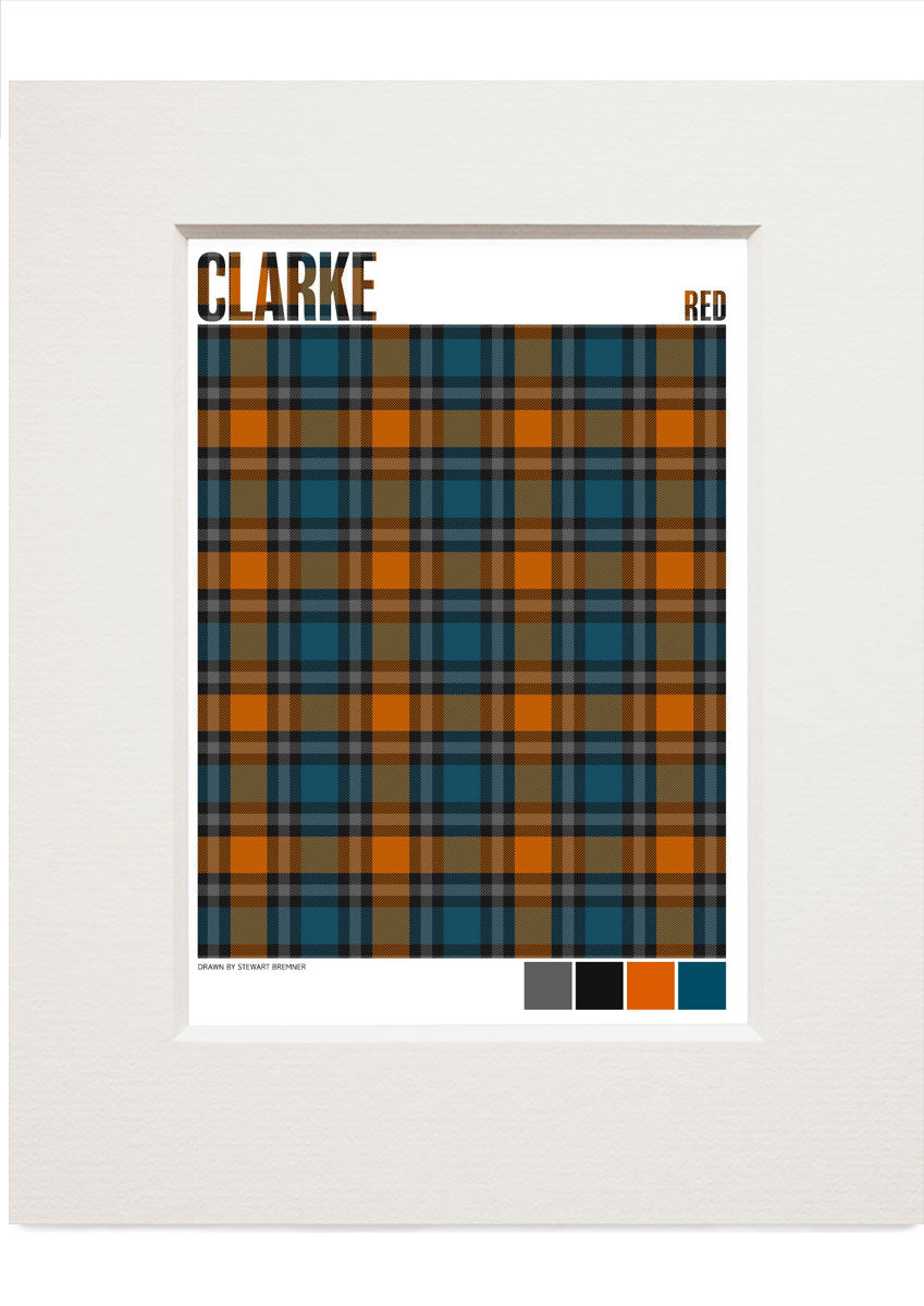 Clarke Red Ancient tartan – small mounted print