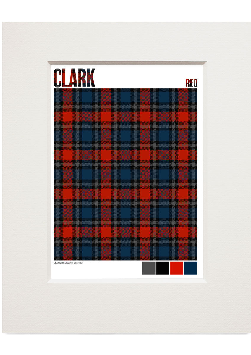 Clark Red Modern tartan – small mounted print