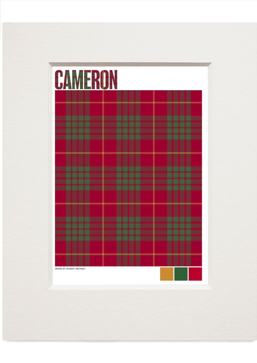 Cameron Muted tartan – small mounted print