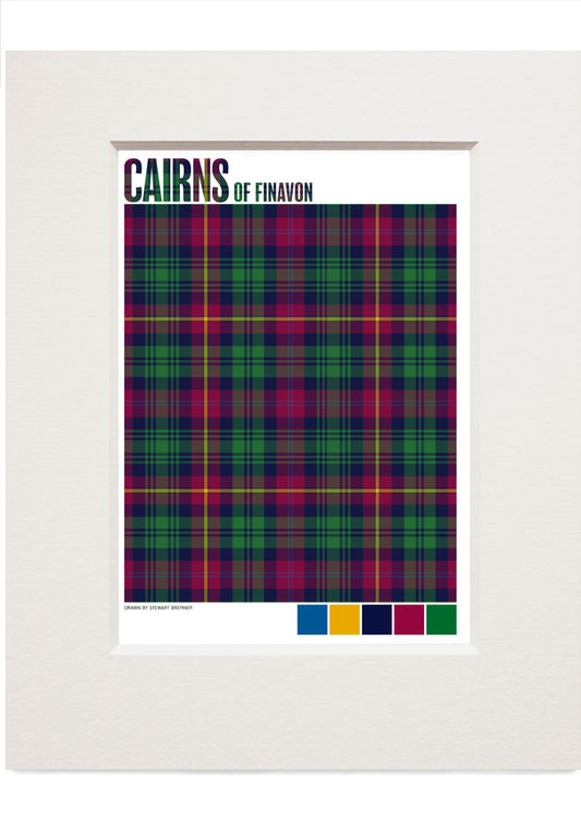 Cairns of Finavon Modern tartan – small mounted print