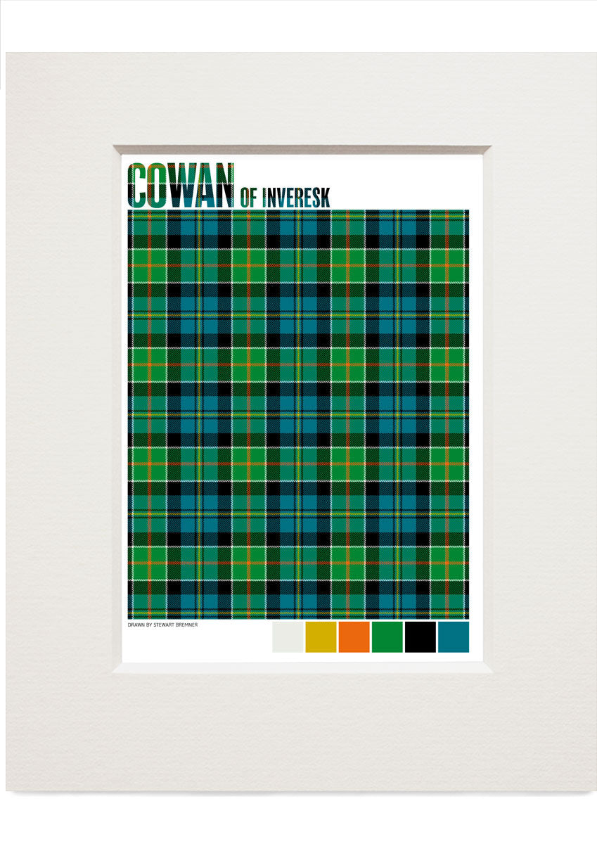 Cowan of Inveresk Ancient tartan – small mounted print