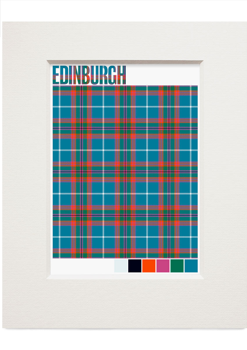 Edinburgh District Ancient tartan – small mounted print