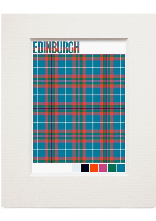 Edinburgh District Ancient tartan – small mounted print