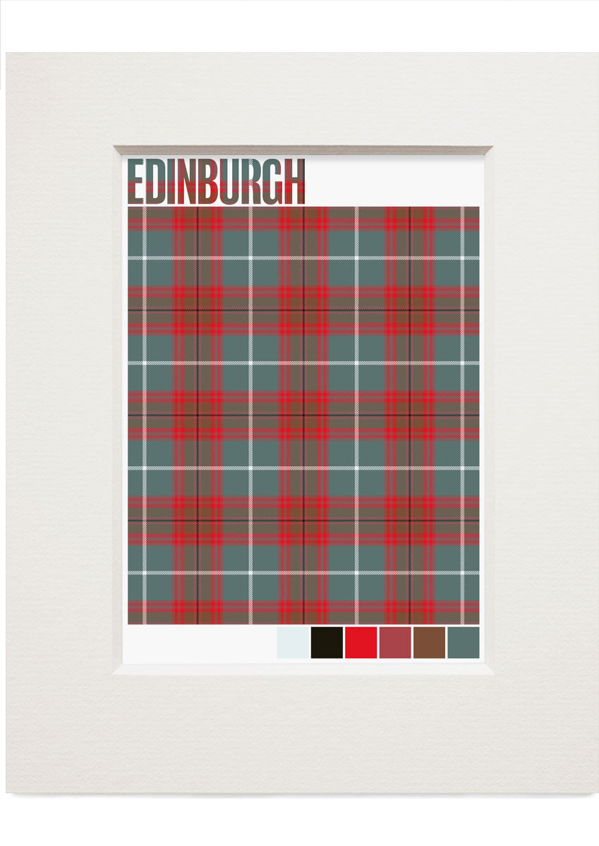 Edinburgh District Weathered tartan – small mounted print