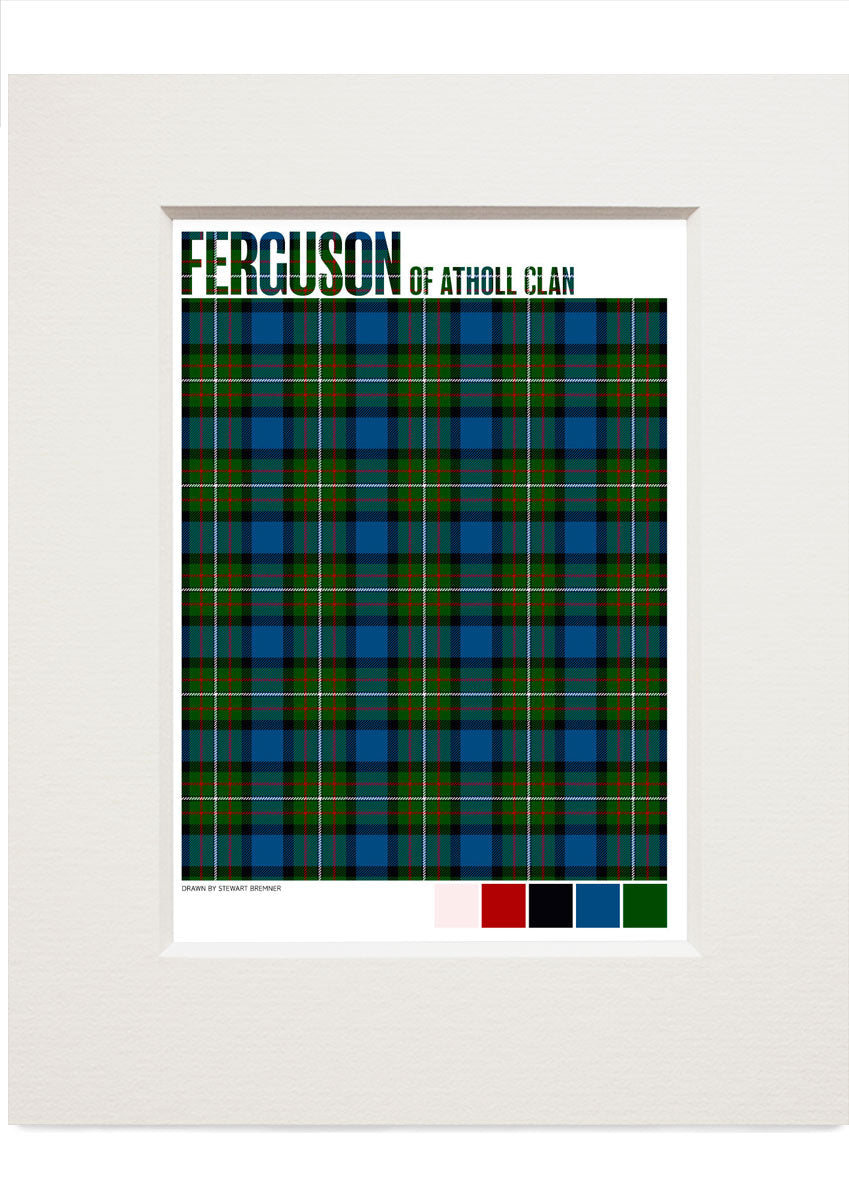 Ferguson of Atholl Clan Modern tartan – small mounted print