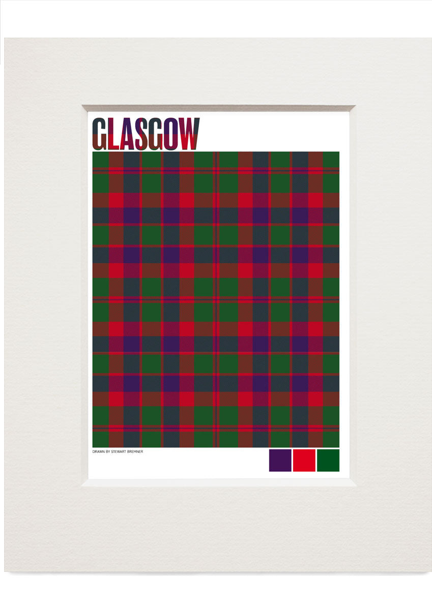 Glasgow Modern tartan – small mounted print