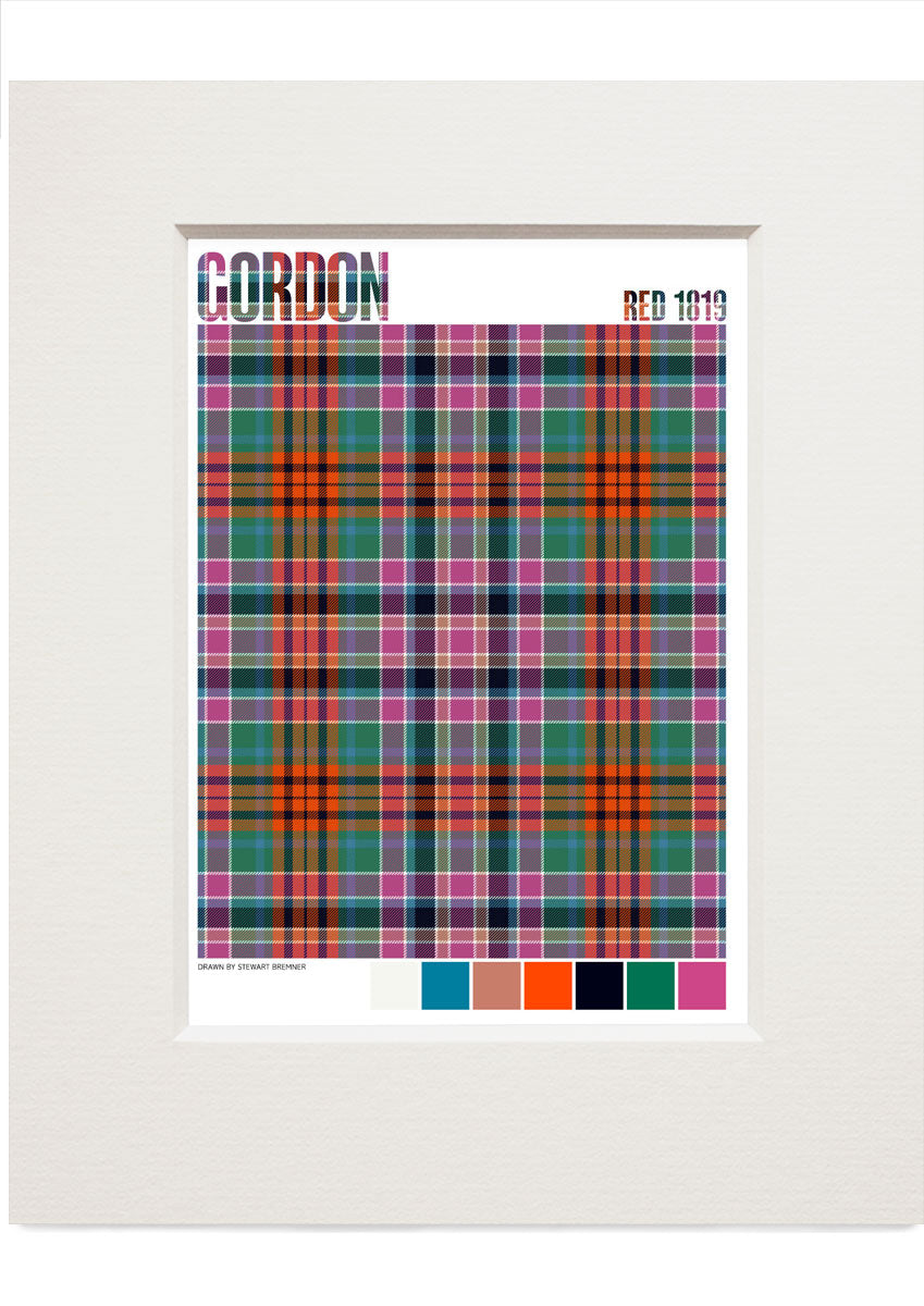 Gordon Red 1819 Ancient tartan – small mounted print