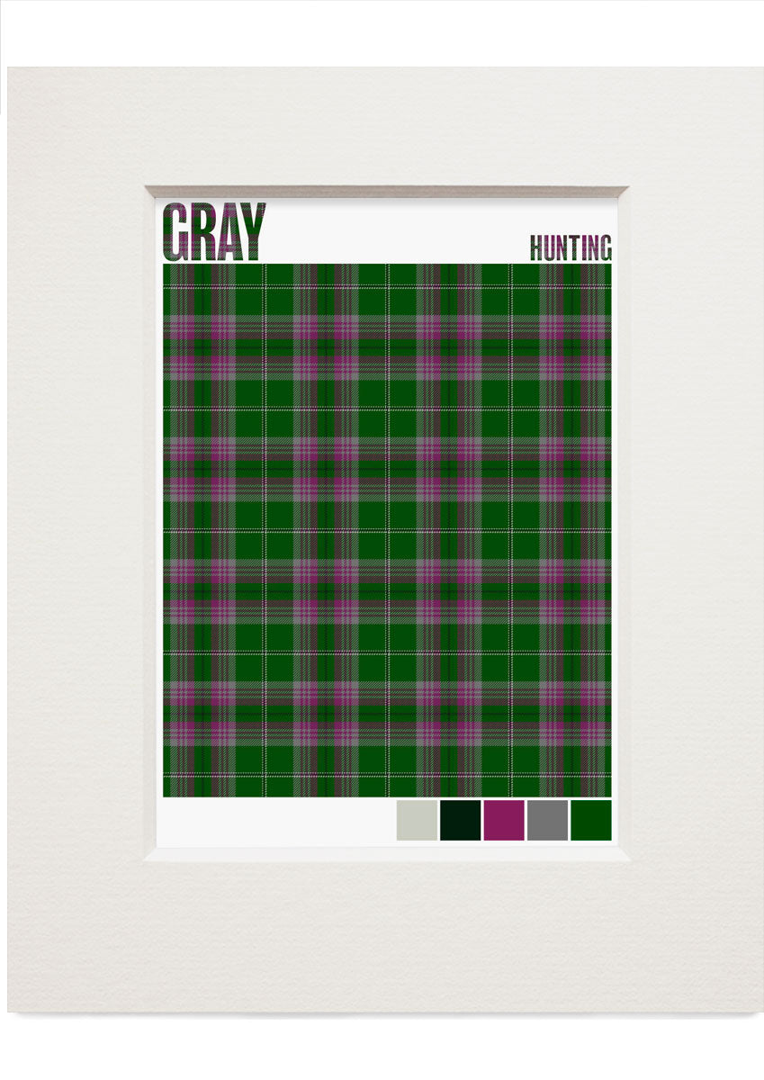 Gray Hunting Modern tartan – small mounted print