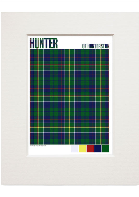 Hunter of Hunterston Modern tartan – small mounted print