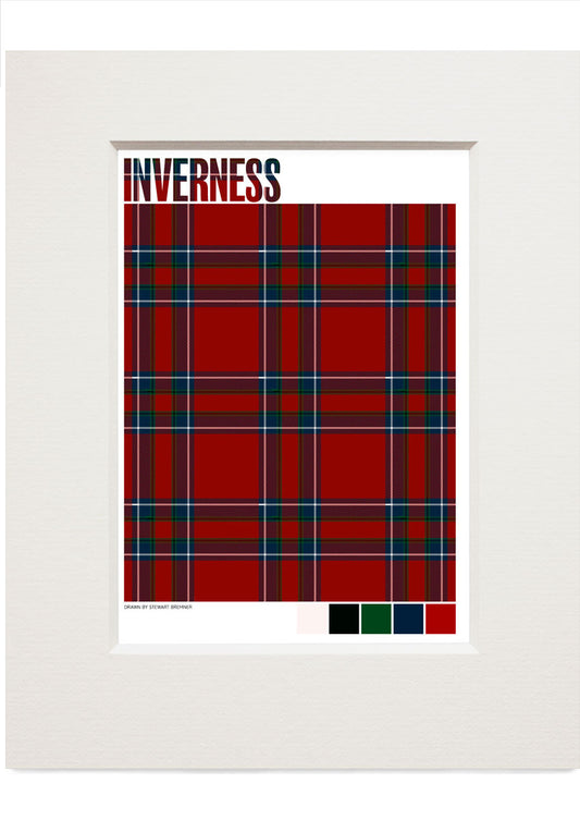 Inverness Modern tartan – small mounted print