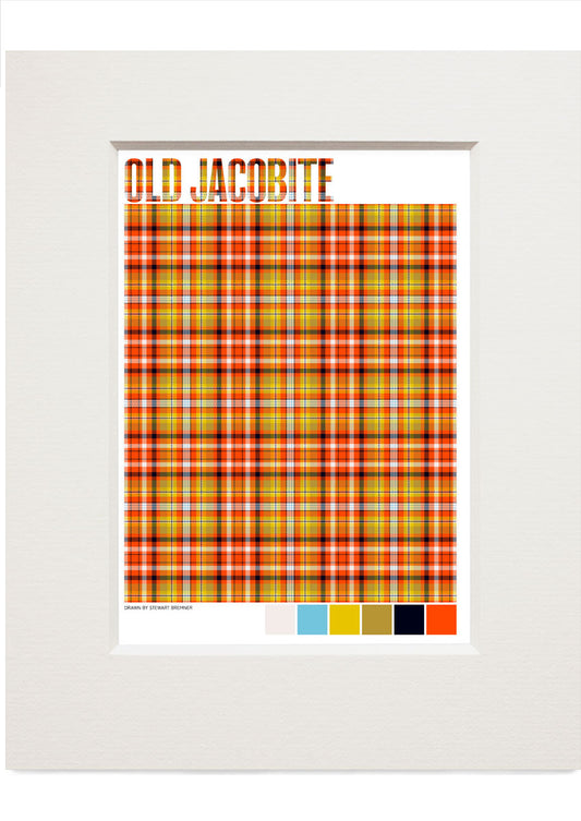 Old Jacobite Ancient tartan – small mounted print