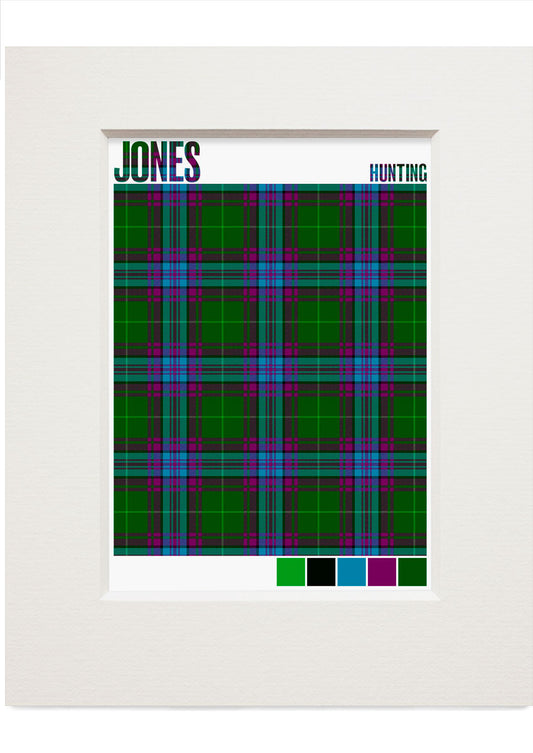 Jones Hunting Modern tartan – small mounted print