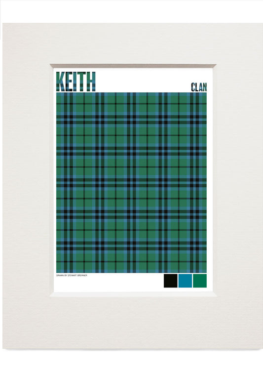 Keith Clan Ancient tartan – small mounted print