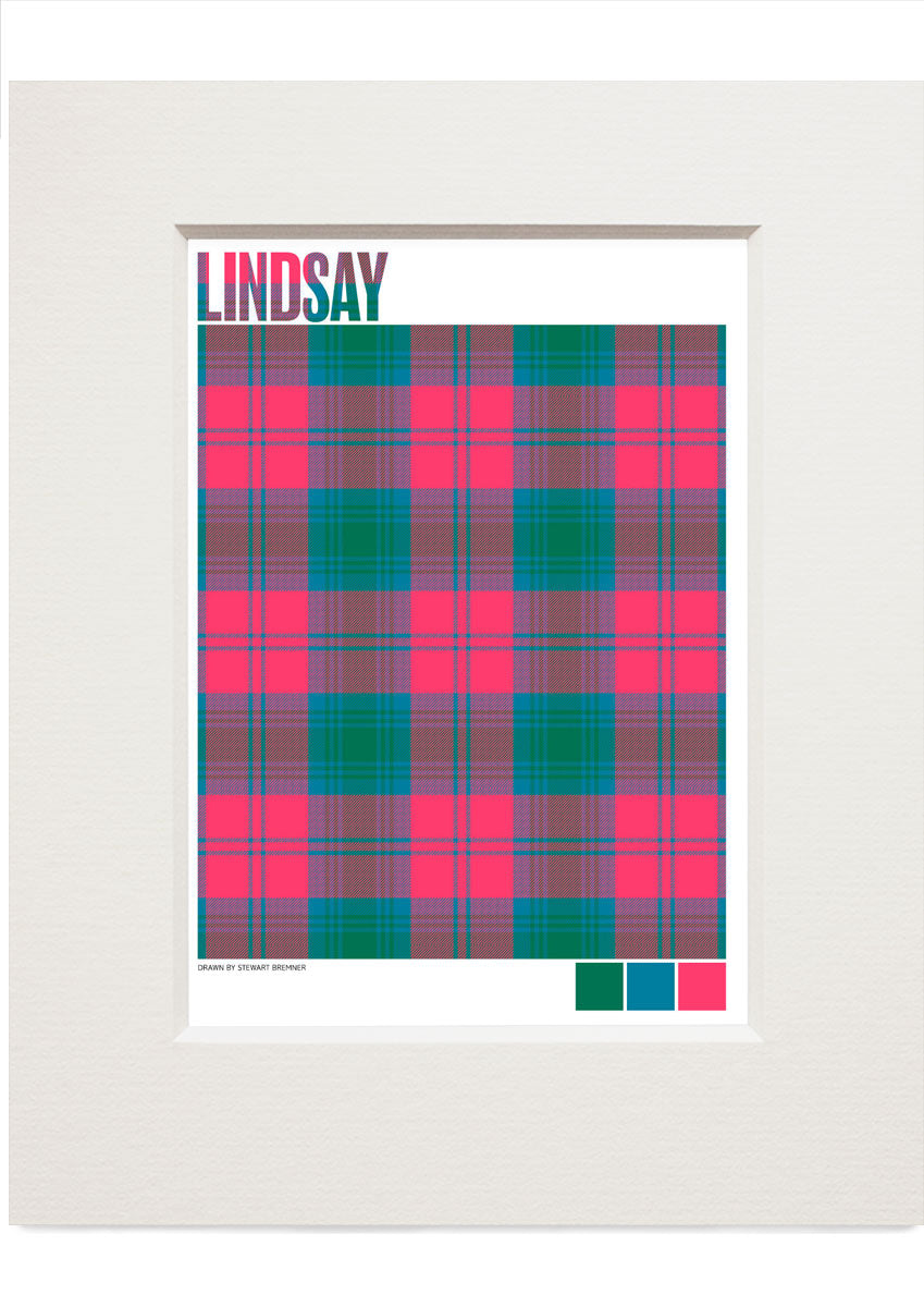 Lindsay Ancient tartan – small mounted print