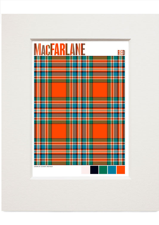 MacFarlane Red Ancient tartan – small mounted print