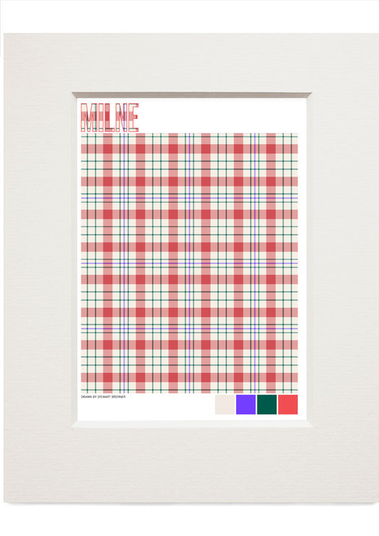 Milne Modern tartan – small mounted print