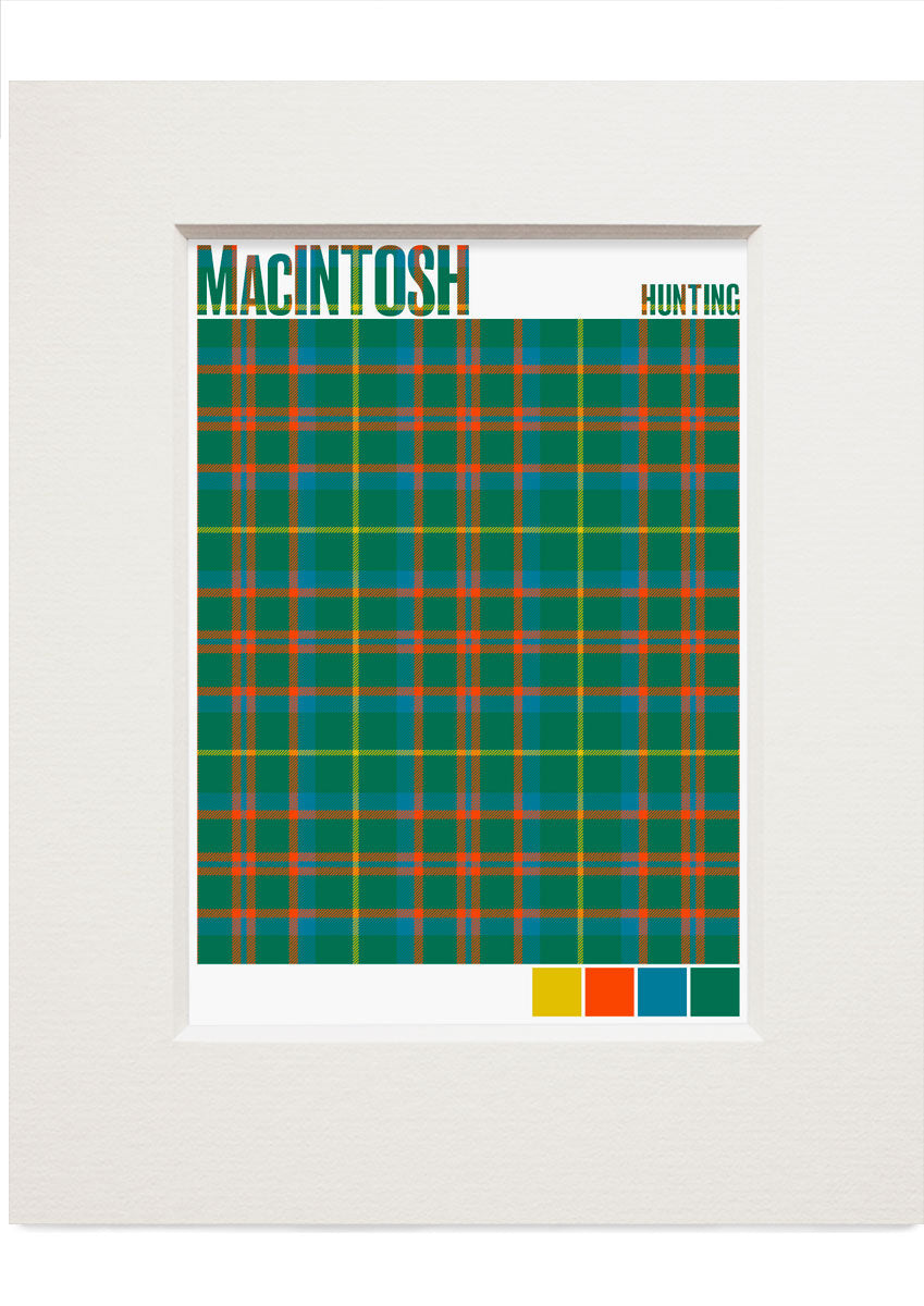 Mackintosh Hunting Ancient tartan – small mounted print