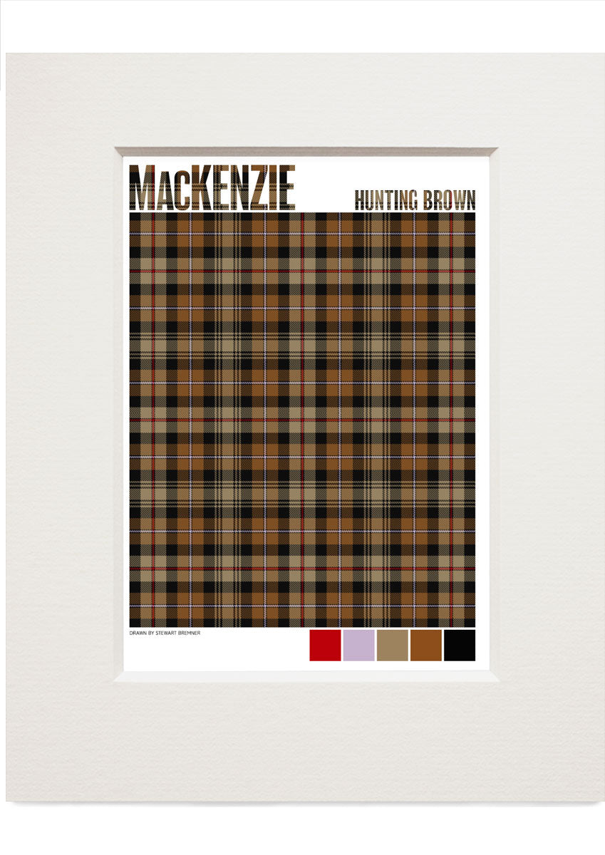 MacKenzie Hunting Brown Modern tartan – small mounted print