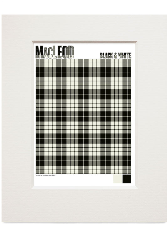 MacLeod Black & White Ancient tartan – small mounted print