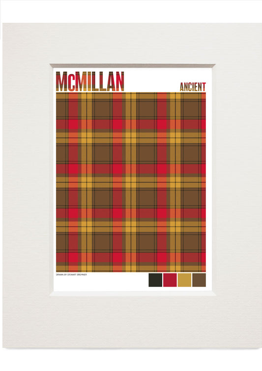 McMillan Ancient Weathered tartan – small mounted print