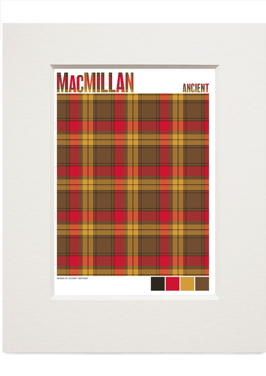 MacMillan Ancient Weathered tartan – small mounted print