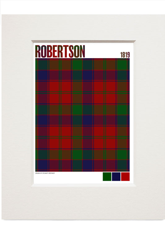 Robertson 1819 Modern tartan – small mounted print