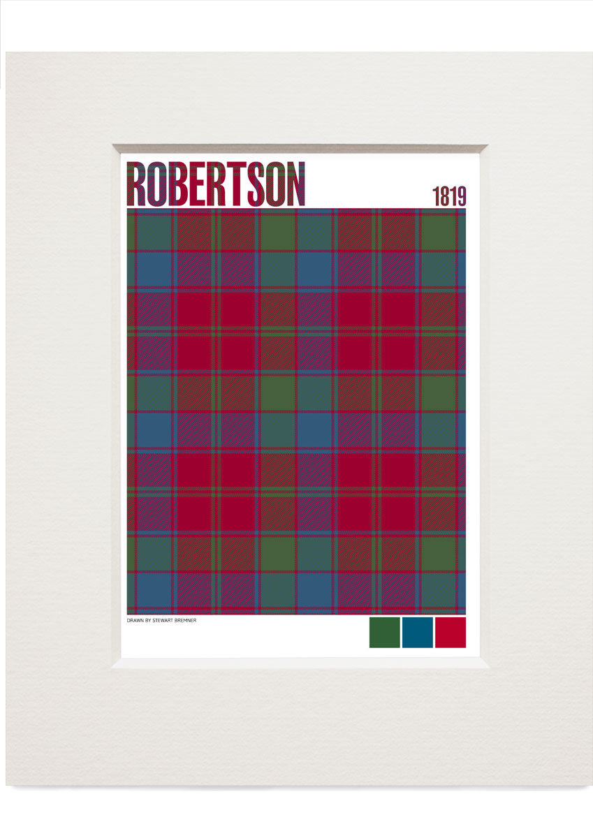 Robertson 1819 Muted tartan – small mounted print