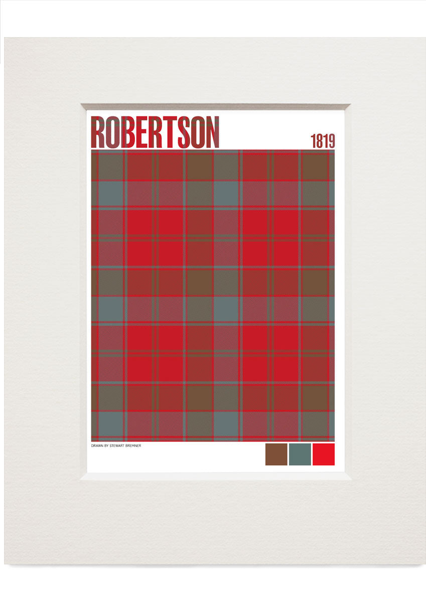 Robertson 1819 Weathered tartan – small mounted print