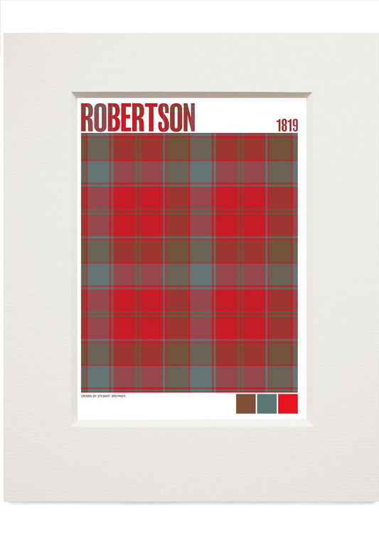 Robertson 1819 Weathered tartan – small mounted print