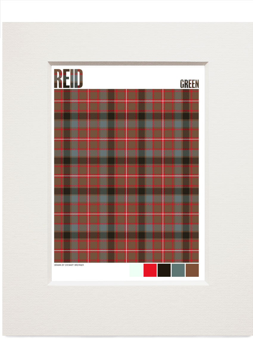 Reid Green Weathered tartan – small mounted print