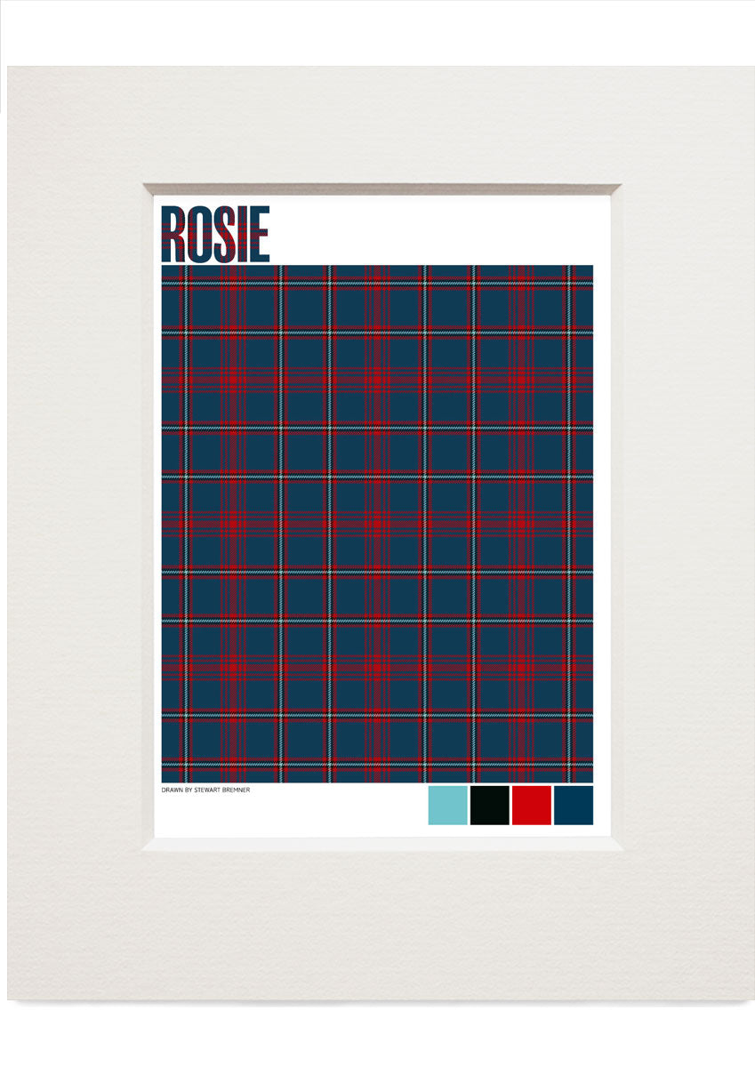 Rosie Modern tartan – small mounted print