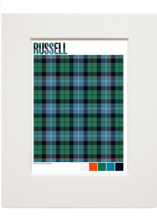 Russell Ancient tartan – small mounted print