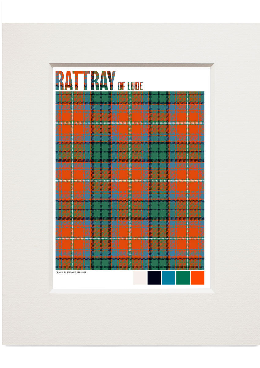 Rattray of Lude Ancient tartan – small mounted print