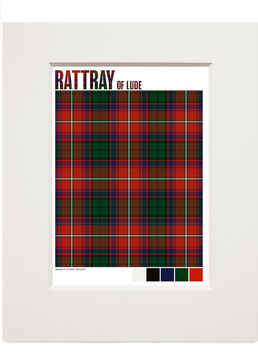 Rattray of Lude Modern tartan – small mounted print