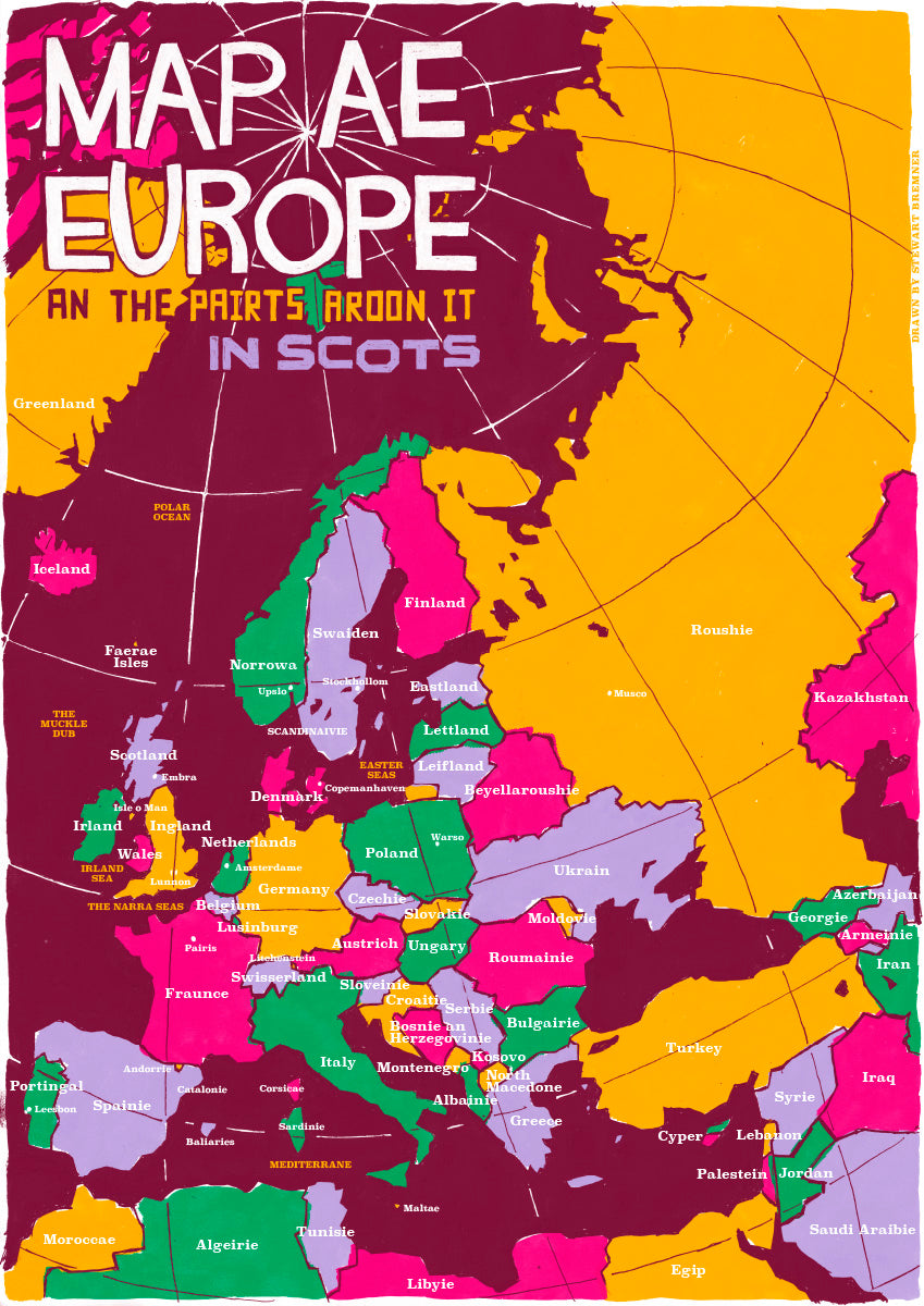Map ae Europe in Scots – poster