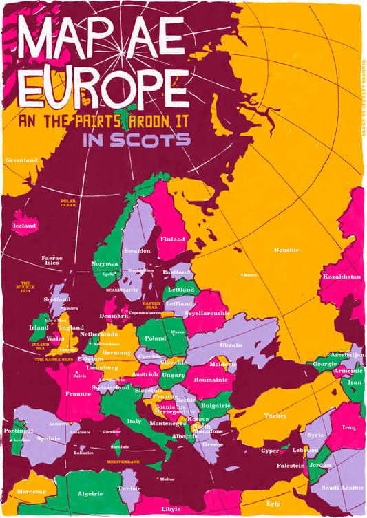 Map ae Europe in Scots – poster