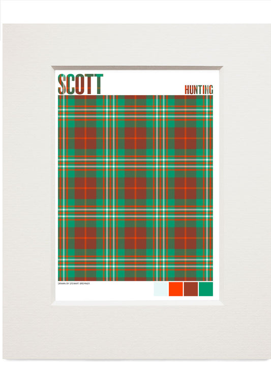 Scott Hunting Ancient tartan – small mounted print