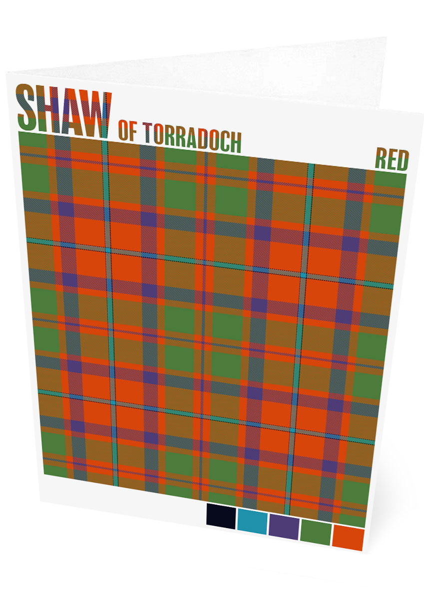 Shaw of Torradoch Red Ancient tartan – set of two cards